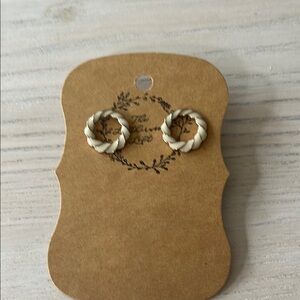 Elegant Cream Twisted Hoop Earrings